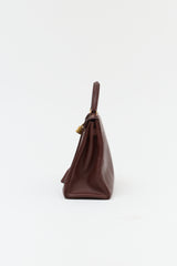Hermès 1991 Brown Courchevel Kelly Retourne 32 Bag