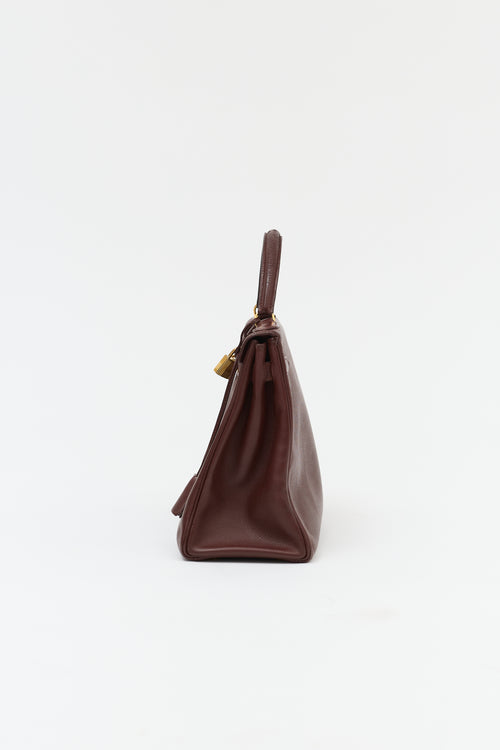 Hermès 1991 Brown Courchevel Kelly Retourne 32 Bag