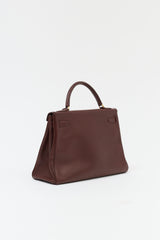Hermès 1991 Brown Courchevel Kelly Retourne 32 Bag