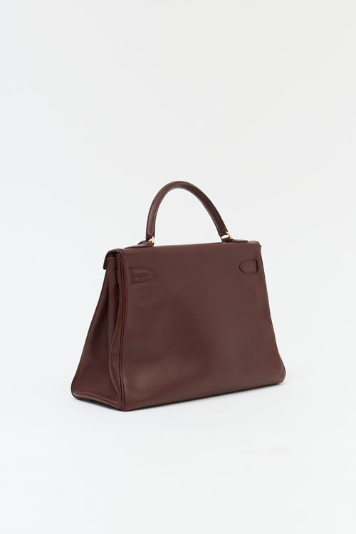 Hermès 1991 Brown Courchevel Kelly Retourne 32 Bag