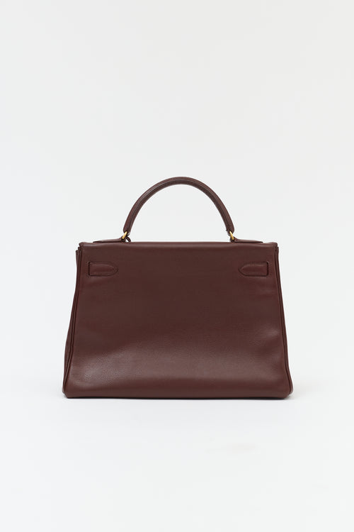 Hermès 1991 Brown Courchevel Kelly Retourne 32 Bag