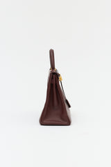 Hermès 1991 Brown Courchevel Kelly Retourne 32 Bag