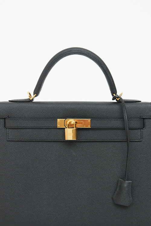 Hermès Noir Kelly Epsom Sellier 32 Bag