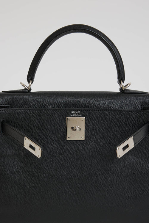 Hermès 2004 Noir Togo Retourne Kelly 28 Bag