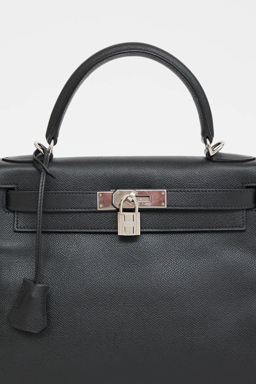 Hermès 2004 Noir Togo Retourne Kelly 28 Bag