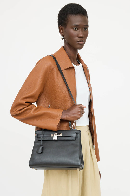 Hermès 2004 Noir Togo Retourne Kelly 28 Bag