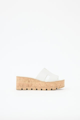 Hermès Leather & Cork Eze Platform Sandal
