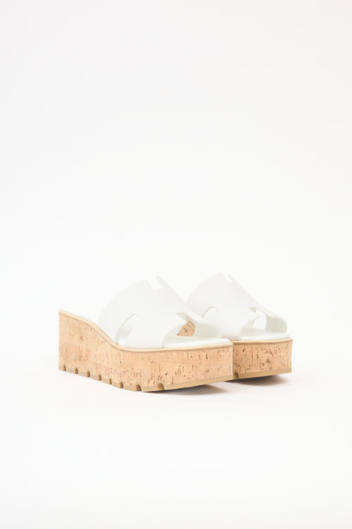 Hermès Leather & Cork Eze Platform Sandal