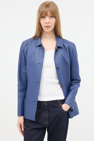 Hermès Leather Button Up Jacket