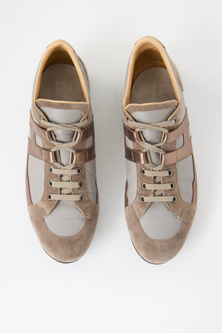 Hermès Leather & Suede Tie Break Sneaker