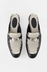 Hermès Leather & Toile Fringe Oz Mule