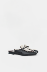 Hermès Leather & Toile Fringe Oz Mule