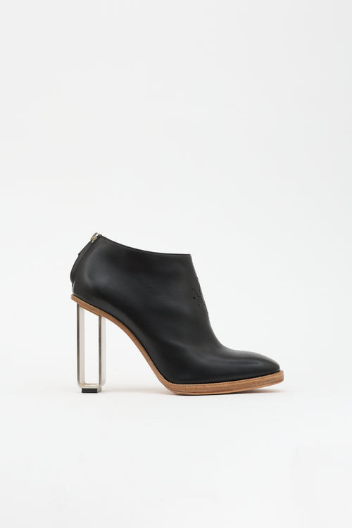 Hermès Leather Perforated Ankle Boot