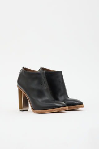 Hermès Leather Perforated Ankle Boot
