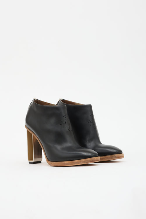 Hermès Leather Perforated Ankle Boot