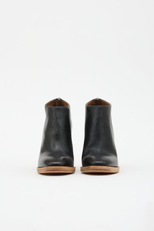 Hermès Leather Perforated Ankle Boot