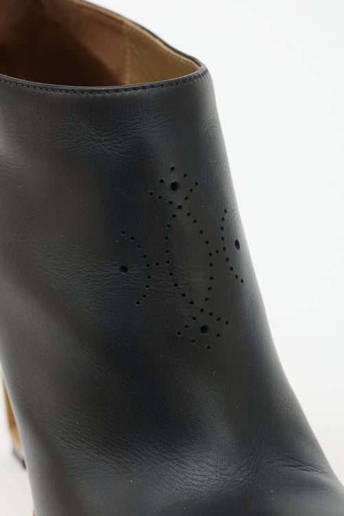 Hermès Leather Perforated Ankle Boot