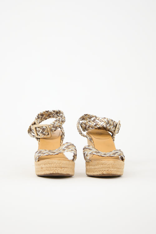Hermès Leather Sofia Espadrille Wedge Sandal