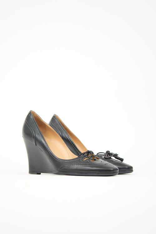 Hermès Leather Wedge Heel