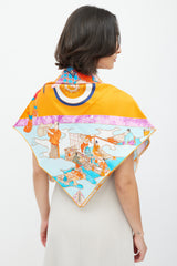 Hermès Orange & Multicolour Les Artisans de Hermès 90 Scarf