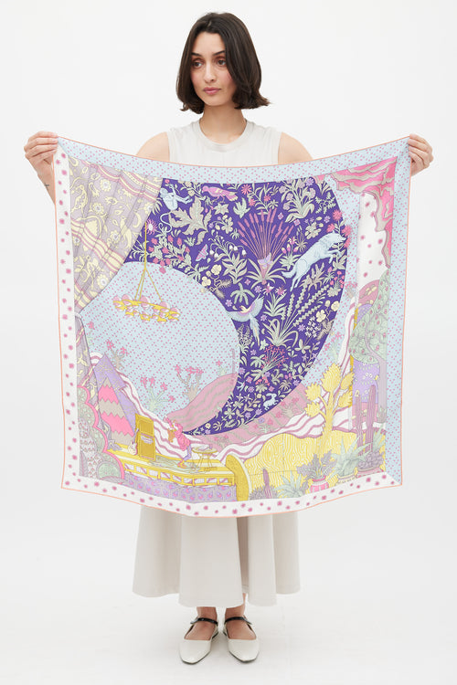 Hermès Light Blue & Multicolour Le Premier Chant Silk Scarf