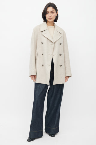 Hermès Light Grey Cashmere Double Breasted Coat