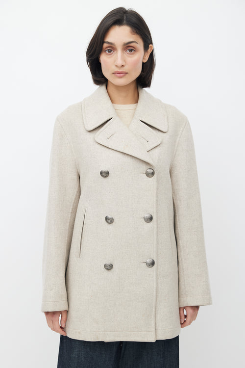 Hermès Light Grey Cashmere Double Breasted Coat