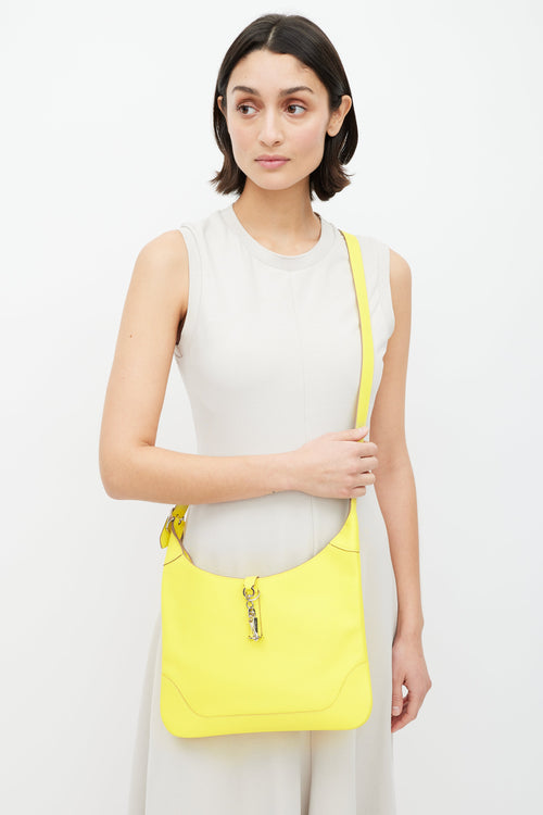 Hermès 2020 Lime Evercolor & Silver Trim I 30 Shoulder Bag