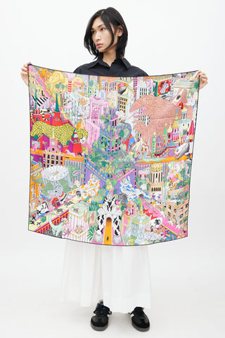 Hermès Limited Edition Multicolour Silk Animapolis 90 Scarf