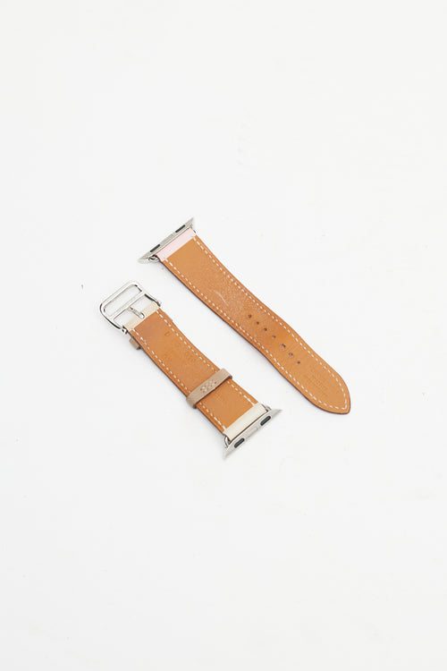 Hermès Pink & Cream Leather Apple Watch Series 4 Strap