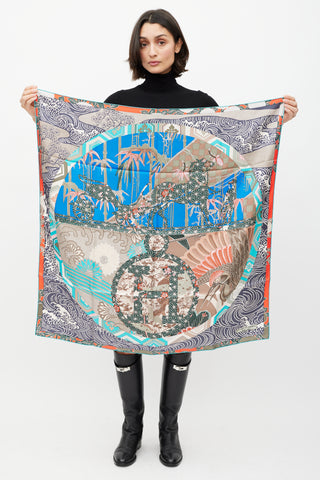 Hermès Grey & Multicolour Ex Libris en Kimonos 90 Scarf