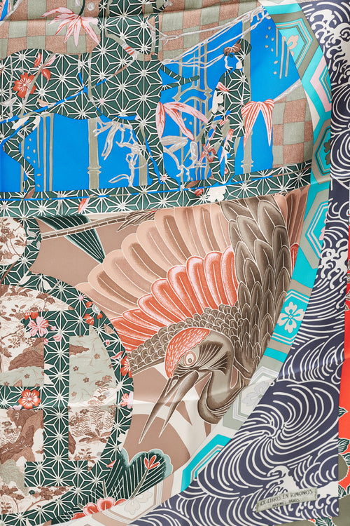 Hermès Grey & Multicolour Ex Libris en Kimonos 90 Scarf