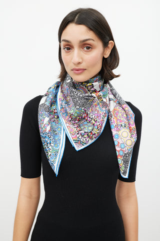 Hermès White & Multicolour La Legende de la Foret 90 Scarf