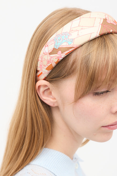 Hermès Orange Silk La Legende du Cheval Gina Headband