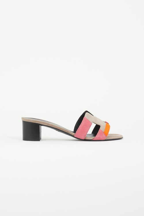 Hermès Multicolour Suede Oasis Heeled Sandal