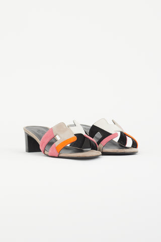 Hermès Multicolour Suede Oasis Heeled Sandal