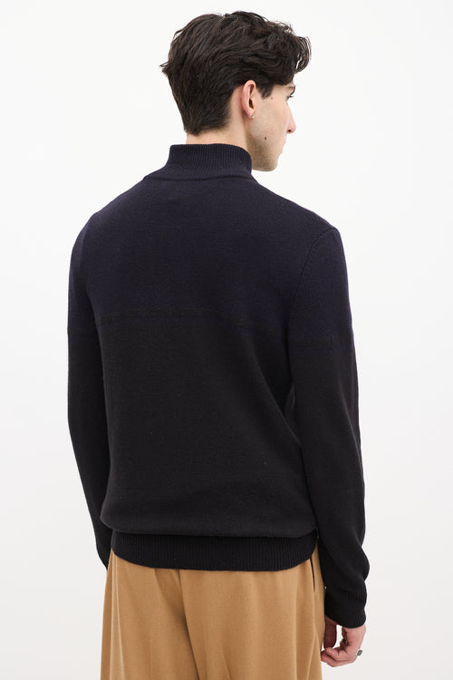 Hermès Black & Navy Quarter Button Up Sweater