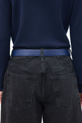 Hermès Navy & Black Leather Reversible H Belt
