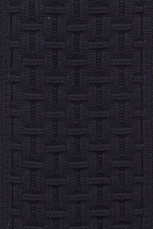 Hermès Navy Cashmere Knit Intarsia Scarf