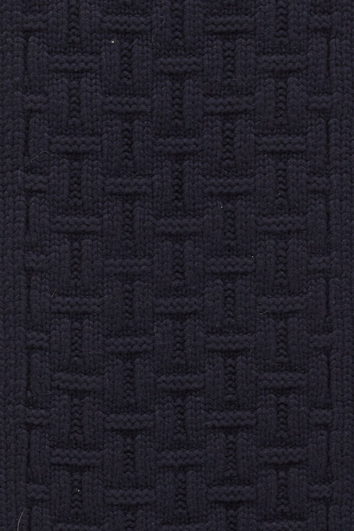 Hermès Navy Cashmere Knit Intarsia Scarf