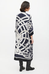 Hermès Navy & Cream Silk Stirrup Cardigan