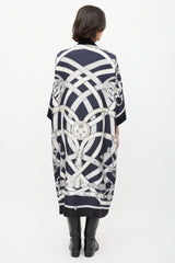 Hermès Navy & Cream Silk Stirrup Cardigan