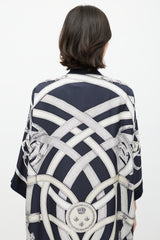 Hermès Navy & Cream Silk Stirrup Cardigan