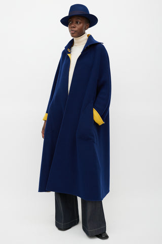 Hermes Navy & Yellow Wool Grommet Coat