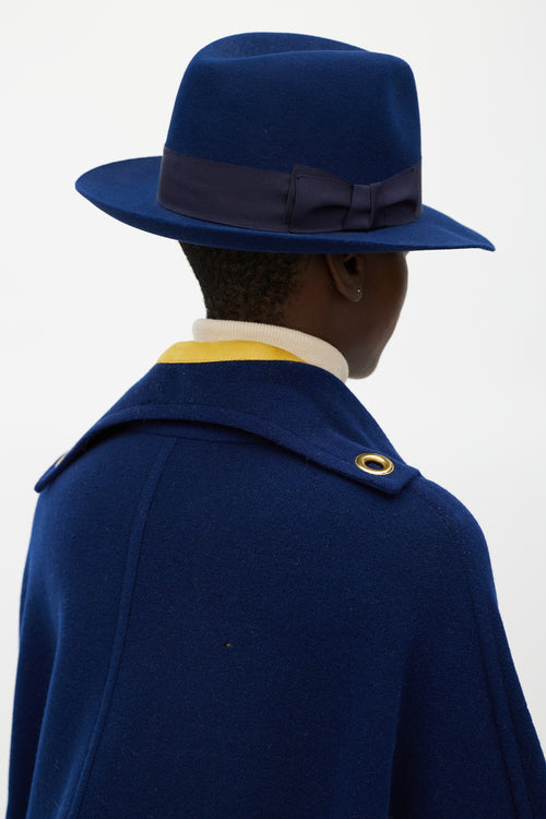 Hermès Navy Felt Paris Fedora Hat