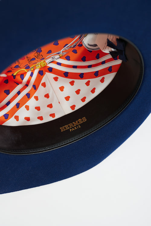 Hermès Navy Felt Paris Fedora Hat
