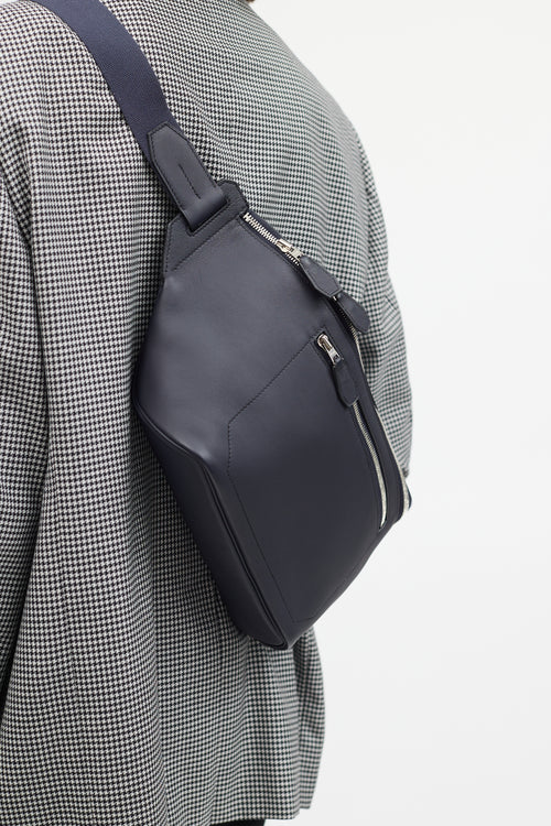 Hermès Navy Cristobal Leather Cityslide Belt Bag