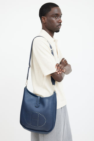 Hermès 2009 Navy Clemence Leather Evelyne 29 III GM Bag