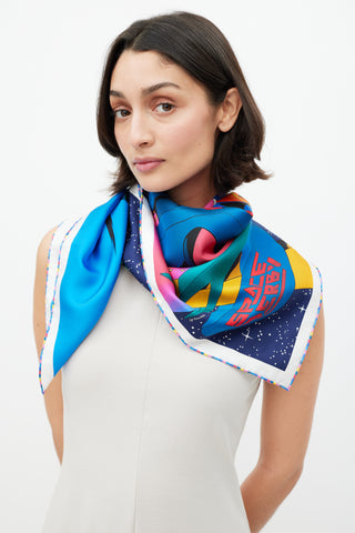 Louis Vuitton // Pink & Blue Keepall Bandeau Silk Scarf – VSP Consignment