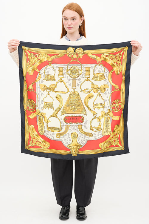 Hermes Navy & Multicolour Etriers Scarf